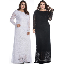 Wholesale women plus size lace dress long sleeve maxi dress fat sex lady without dress